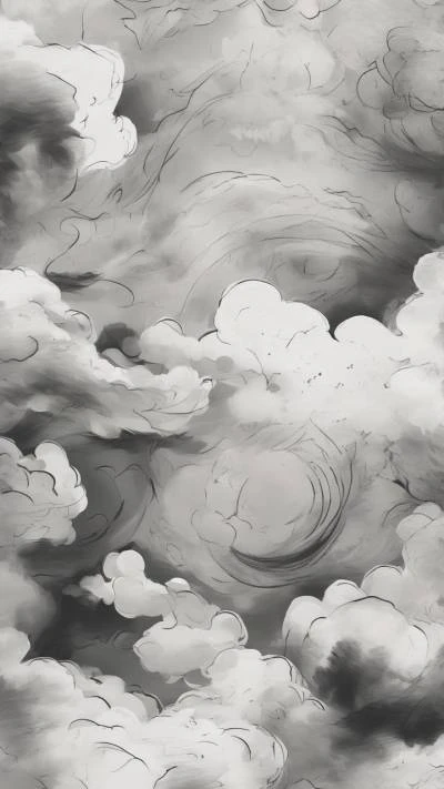 A_Black_And_White_Painting_Of_Clouds_Art & Illustration_9-16_186